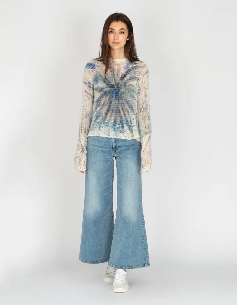 High-Waist Palazzo Crop Wide-Leg Jeans