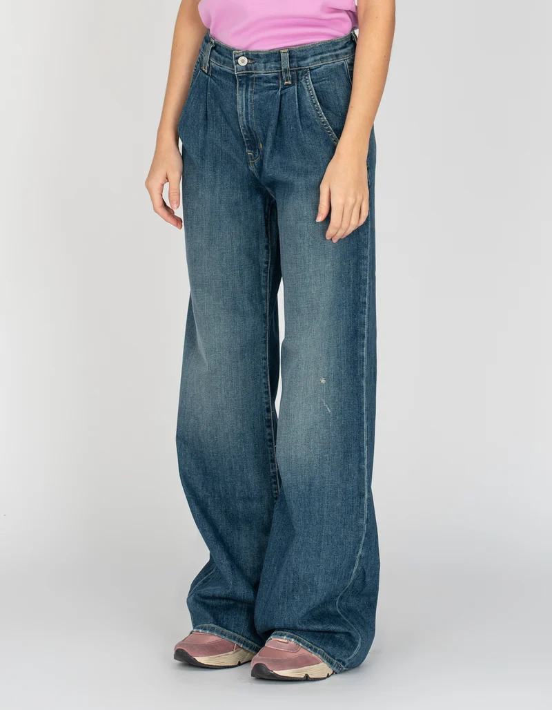 Bundfalten-Wide-Leg Jeans Flora
