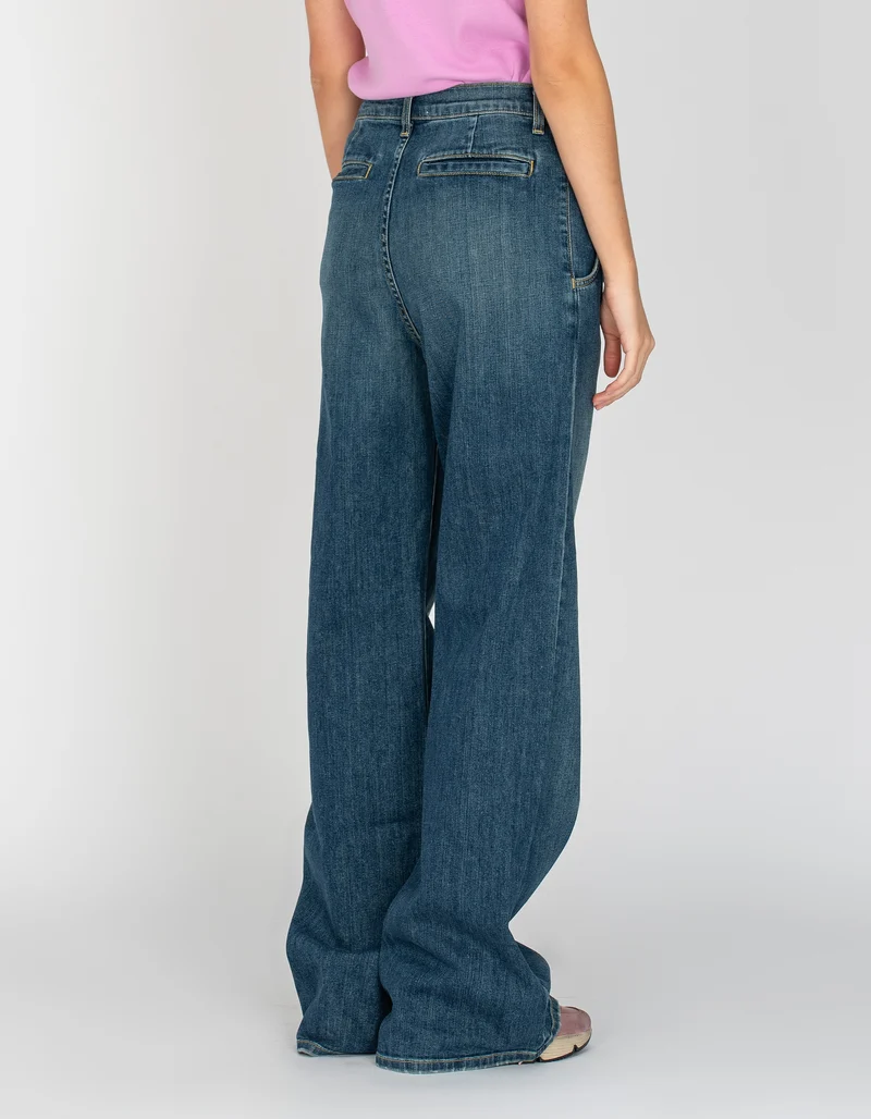 Bundfalten-Wide-Leg Jeans Flora