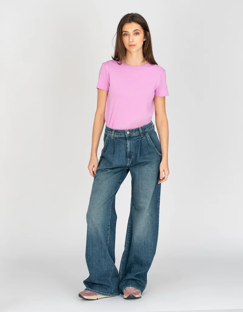 Bundfalten-Wide-Leg Jeans Flora