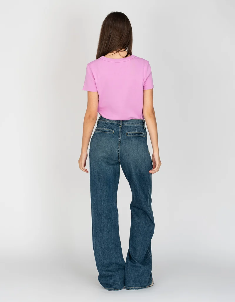 Bundfalten-Wide-Leg Jeans Flora