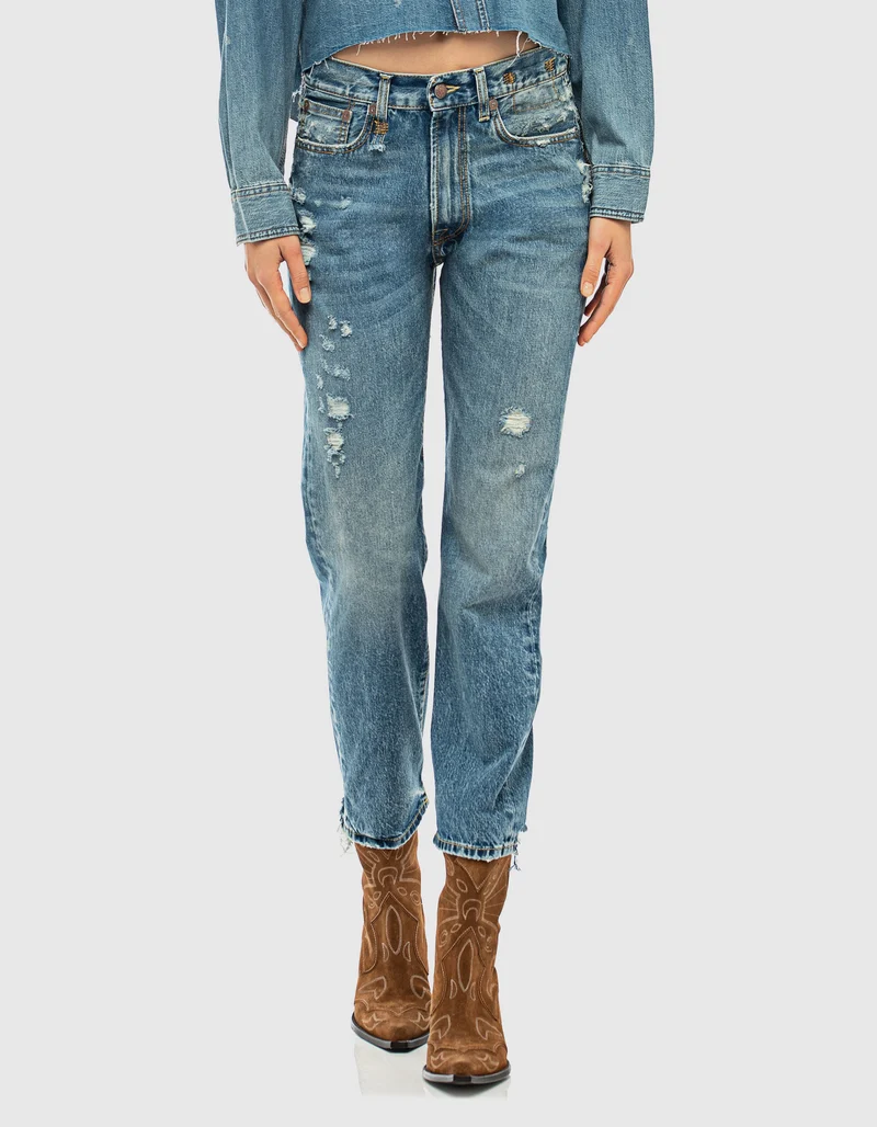 Destroyed Straight-Leg Jeans