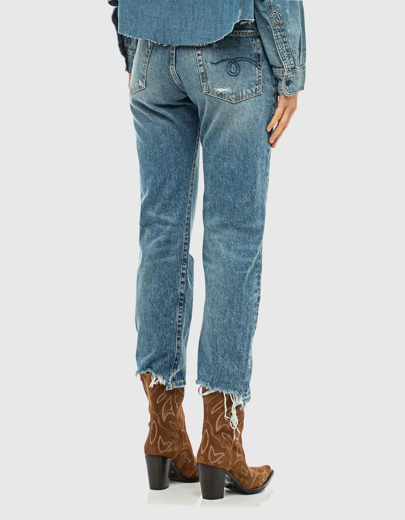 Destroyed Straight-Leg Jeans