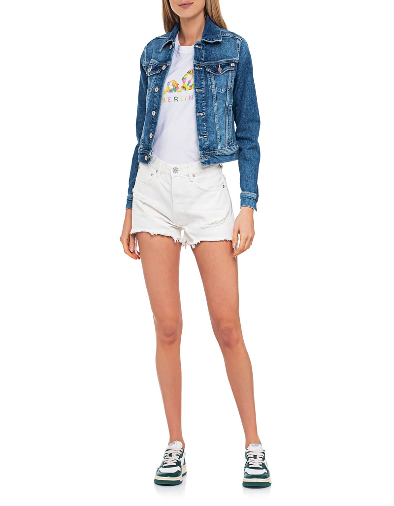 Jeansjacke im Washed-Out Look