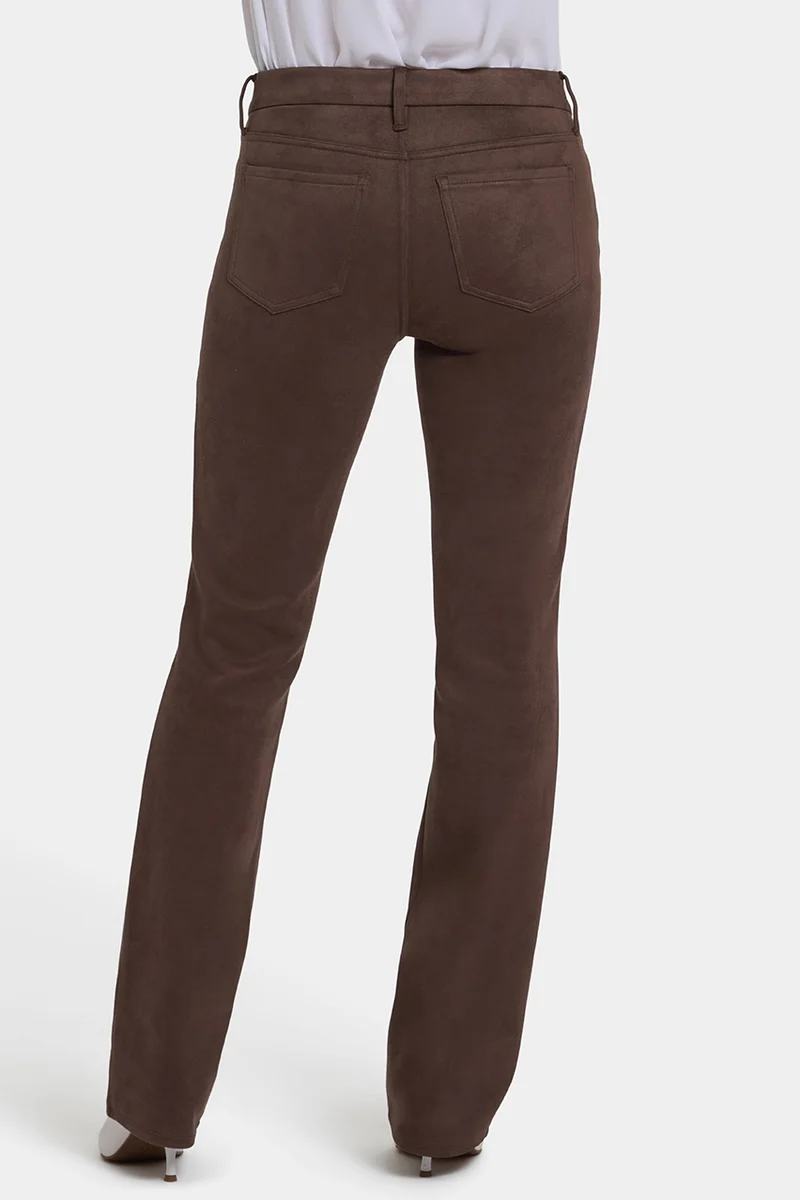 Marilyn Straight Pants in Stretch Faux Suede | Coffee Bean