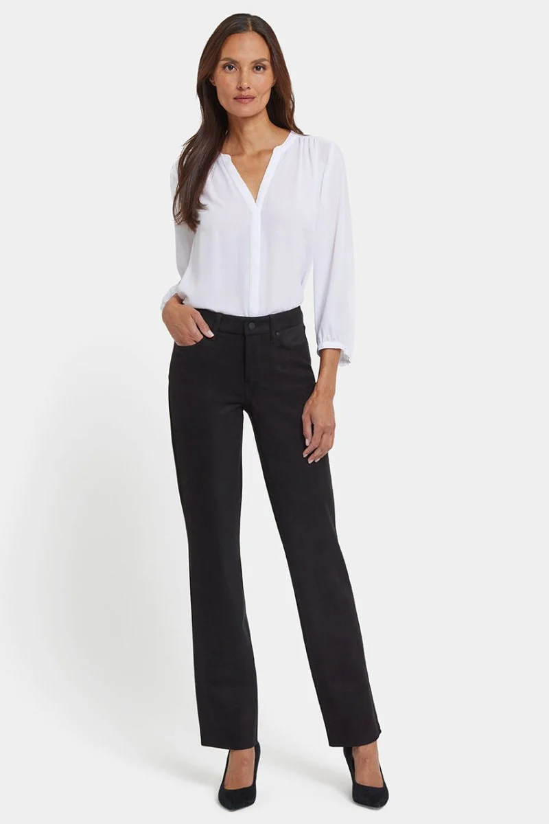 Marilyn Straight Pants in Stretch Faux Suede | Black