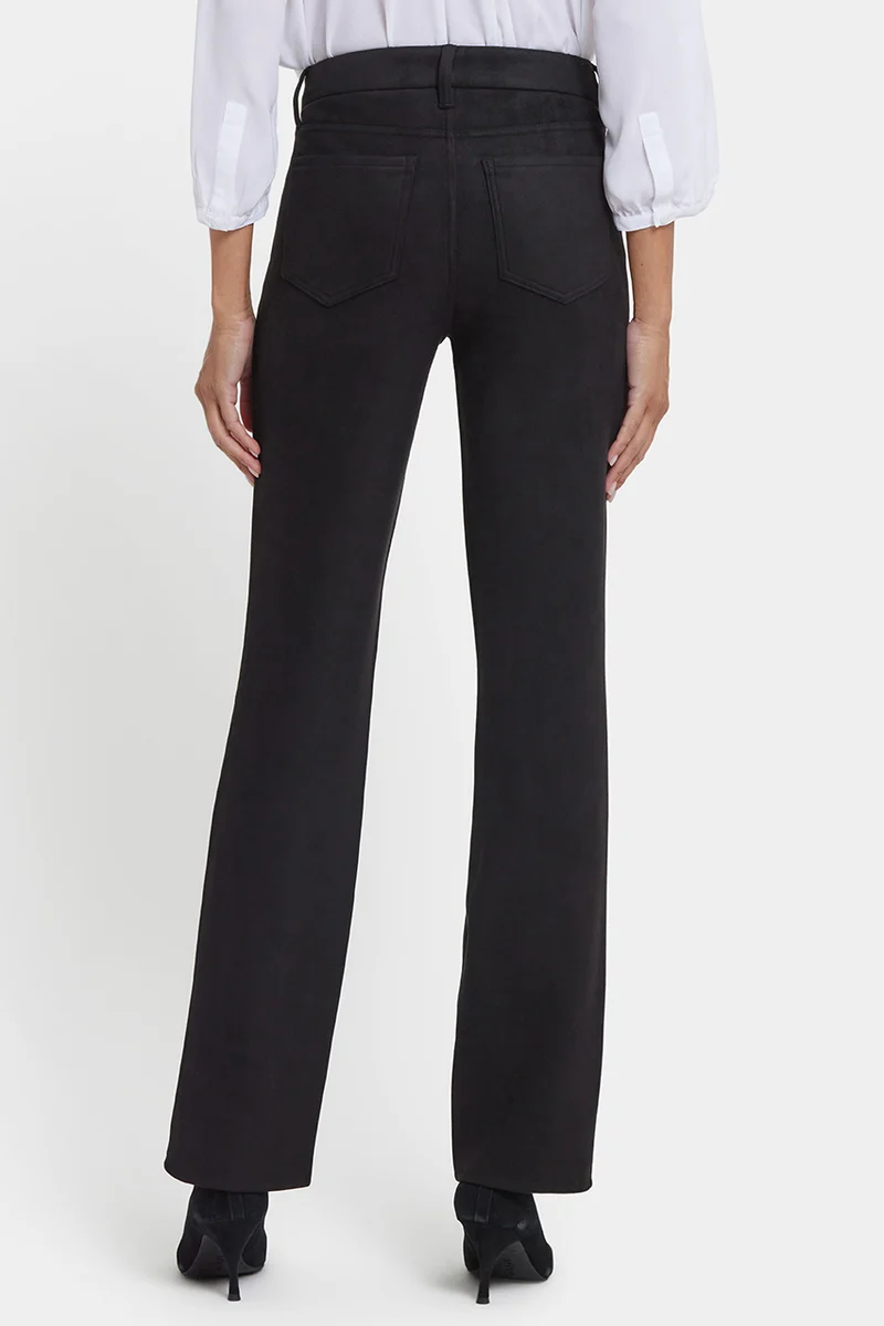 Marilyn Straight Pants in Stretch Faux Suede | Black