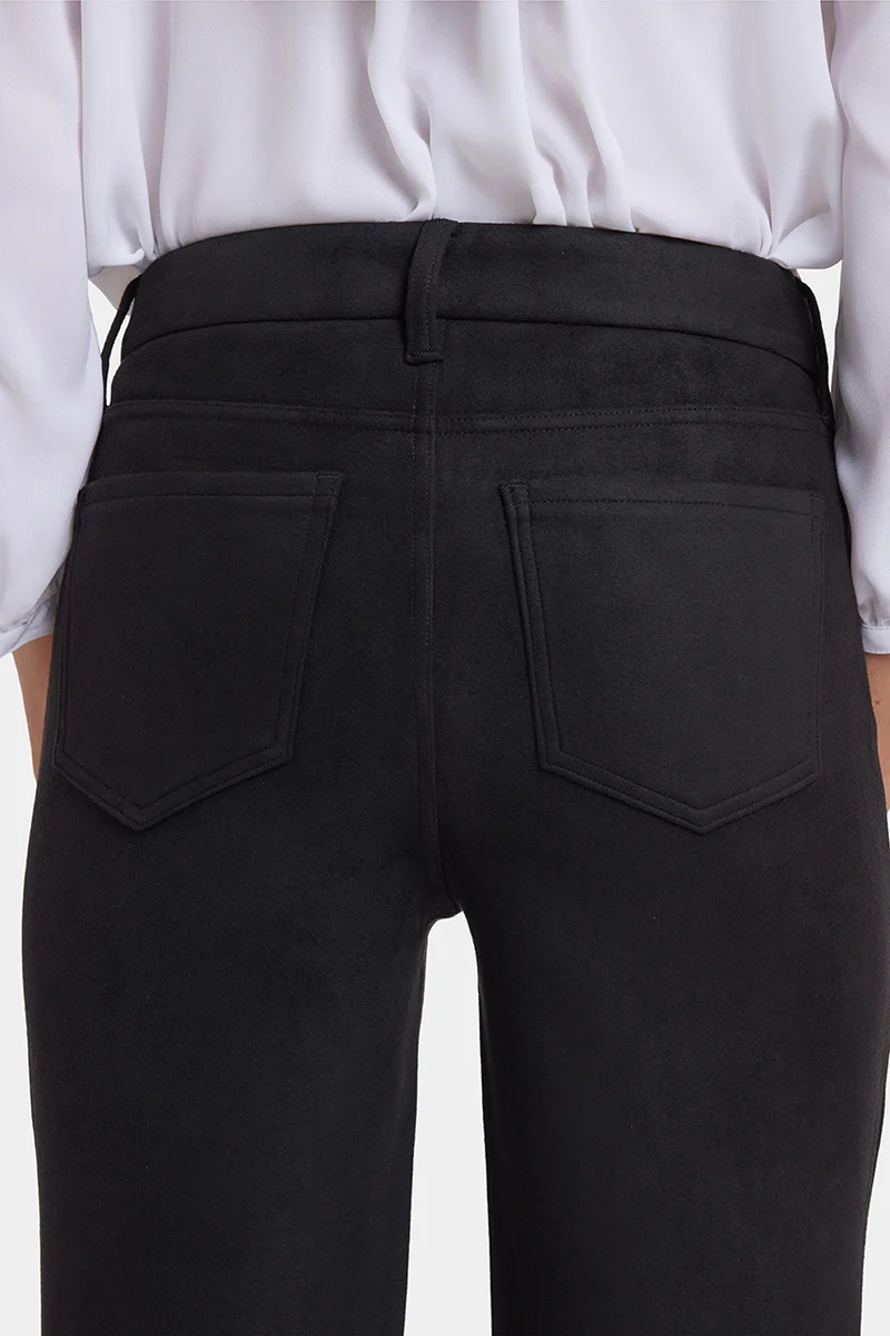 Marilyn Straight Pants in Stretch Faux Suede | Black