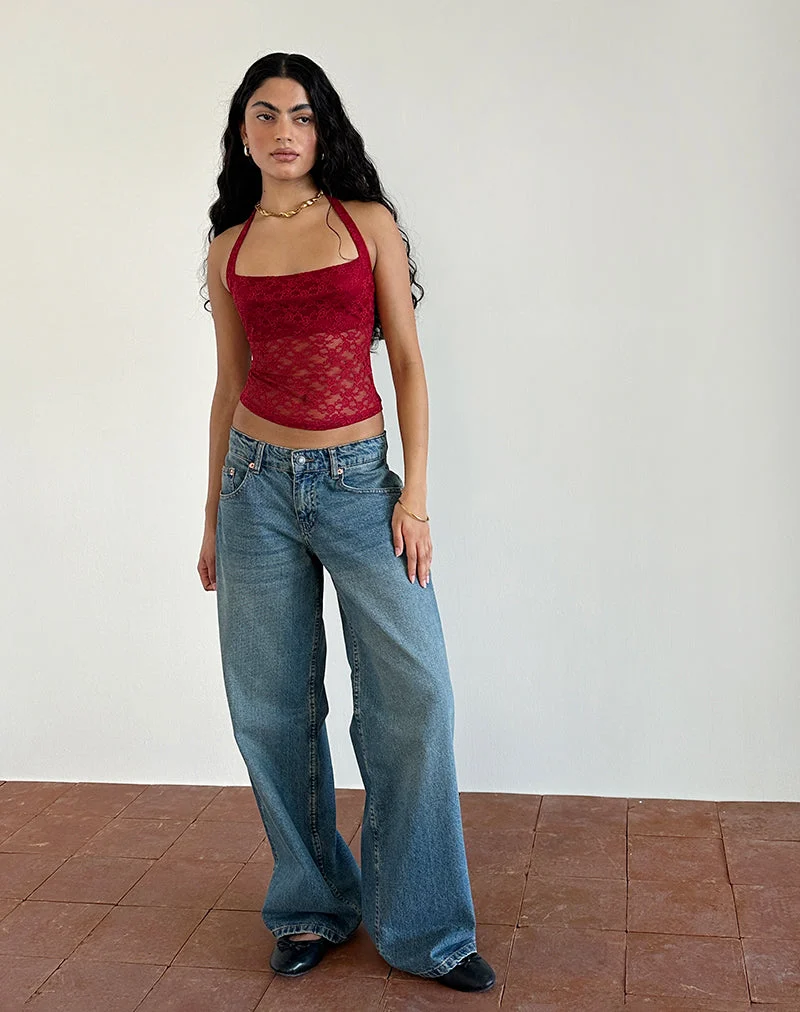 Maggha Neckholder-Top aus Mari Lace Rot