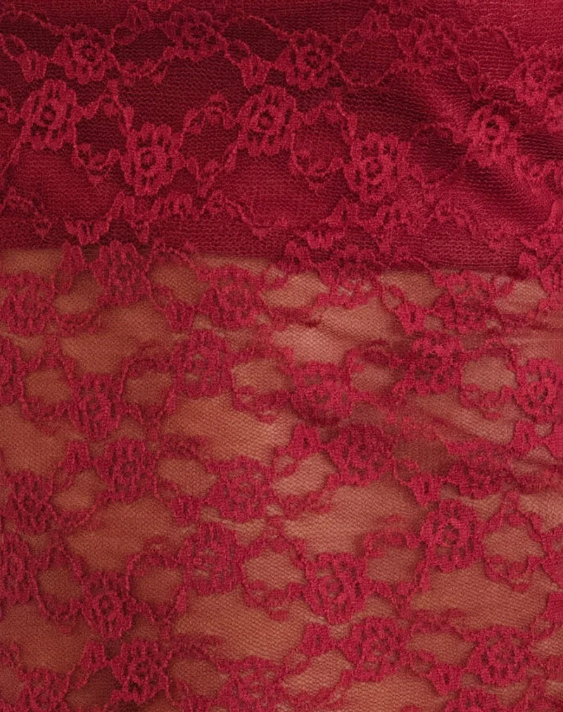 Maggha Neckholder-Top aus Mari Lace Rot