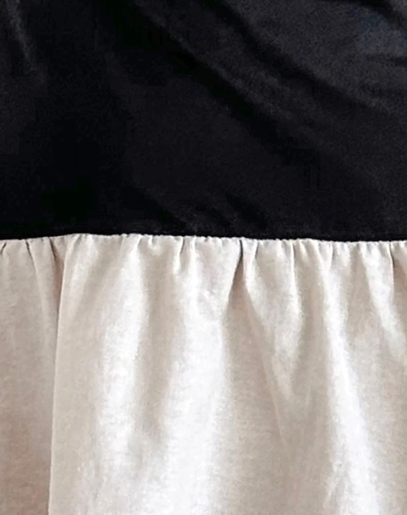 Yael Minikleid aus Lycra-Leinen Schwarz und Ecru