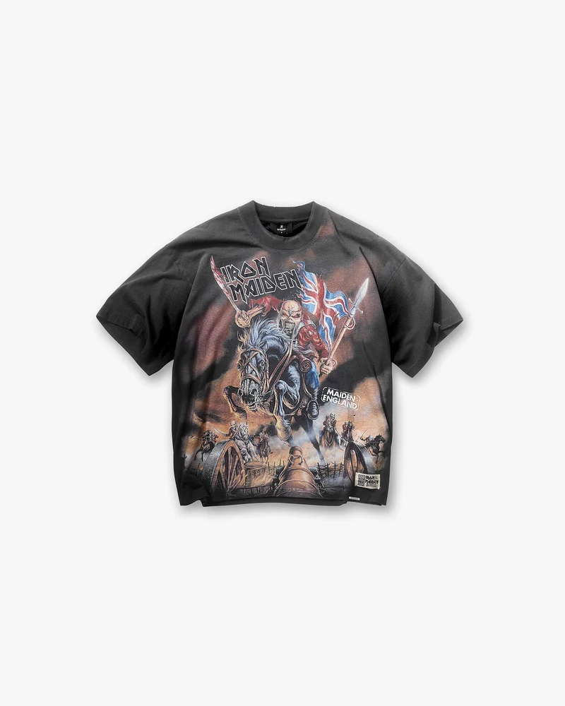Represent X Iron Maiden Steed T-Shirt - Stained Black