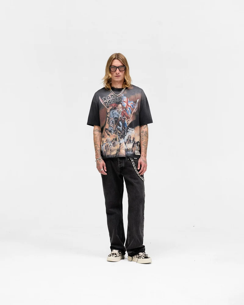 Represent X Iron Maiden Steed T-Shirt - Stained Black