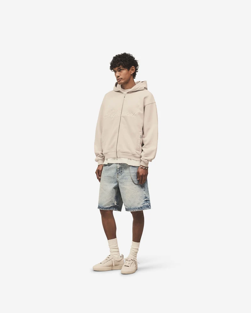 Script Logo Zip Hoodie - Concrete