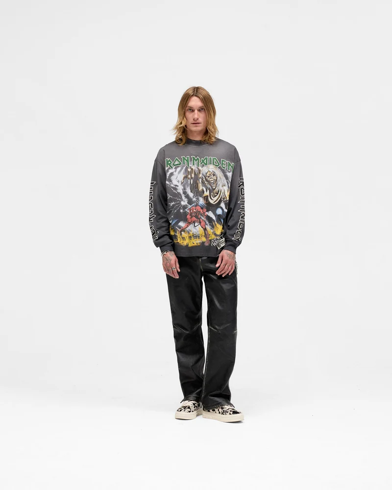 Represent X Iron Maiden Number Of The Beast Long Sleeve T-Shirt - Sunfade Grey