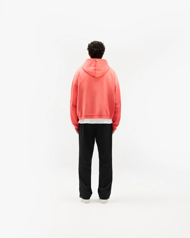 Initial Boxy Zip Through Hoodie - Vintage Red