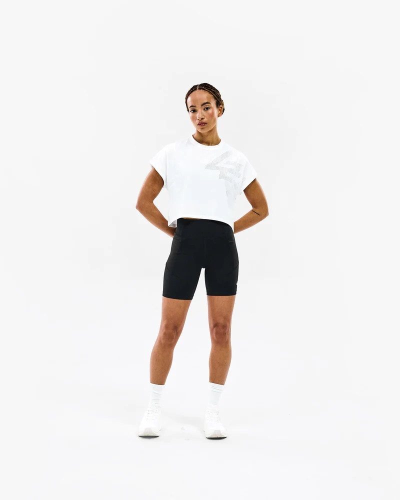 247 Perforated Cropped Training T-Shirt - White