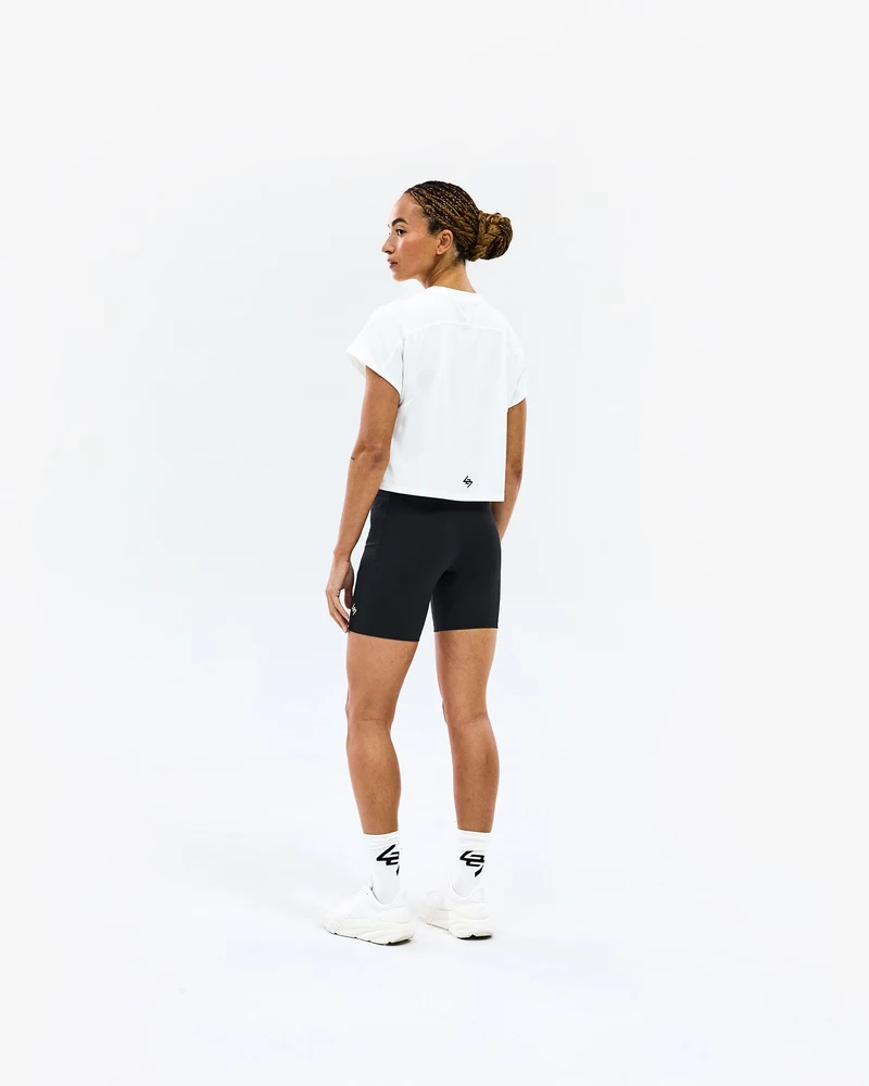 247 Perforated Cropped Training T-Shirt - White