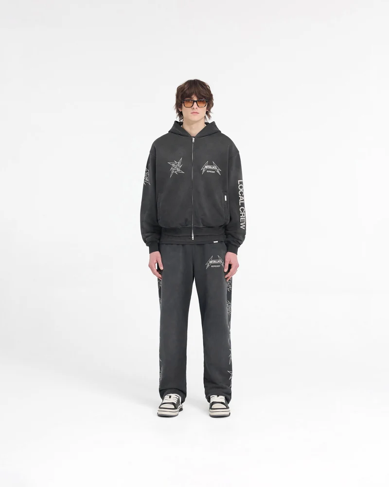 Represent X Metallica Local Crew Zip Hoodie - Stained Black