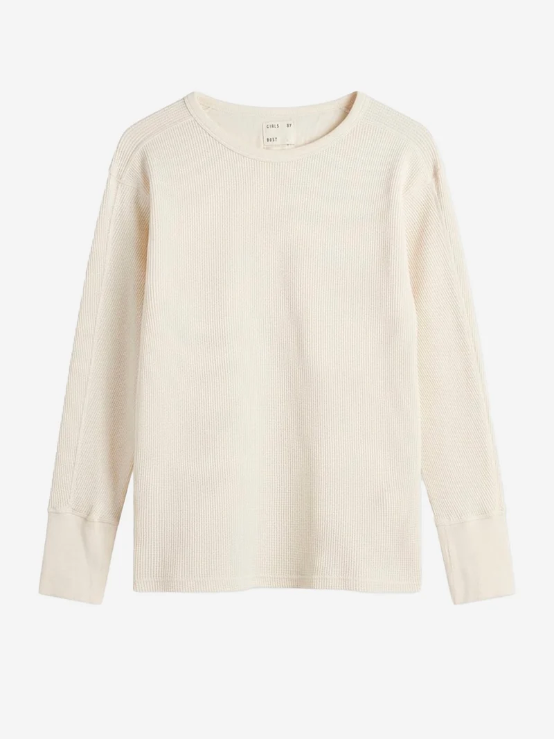 Maglia a maniche lunghe in cotone bianca