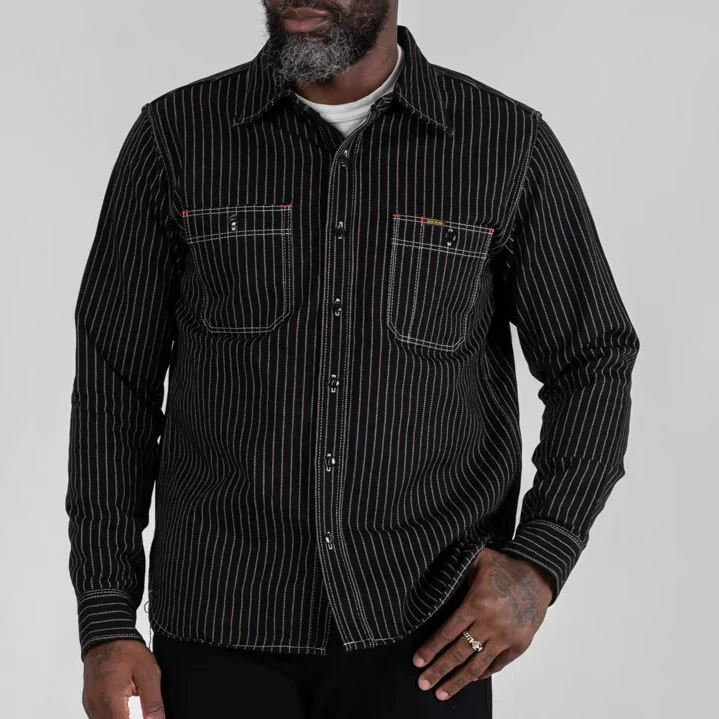 IHSH-266-BLK 12oz Wabash Work Shirt Black