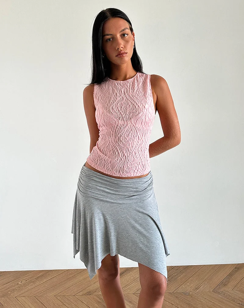 Monelo Texturiertes Mesh-Top in reinem Rosa