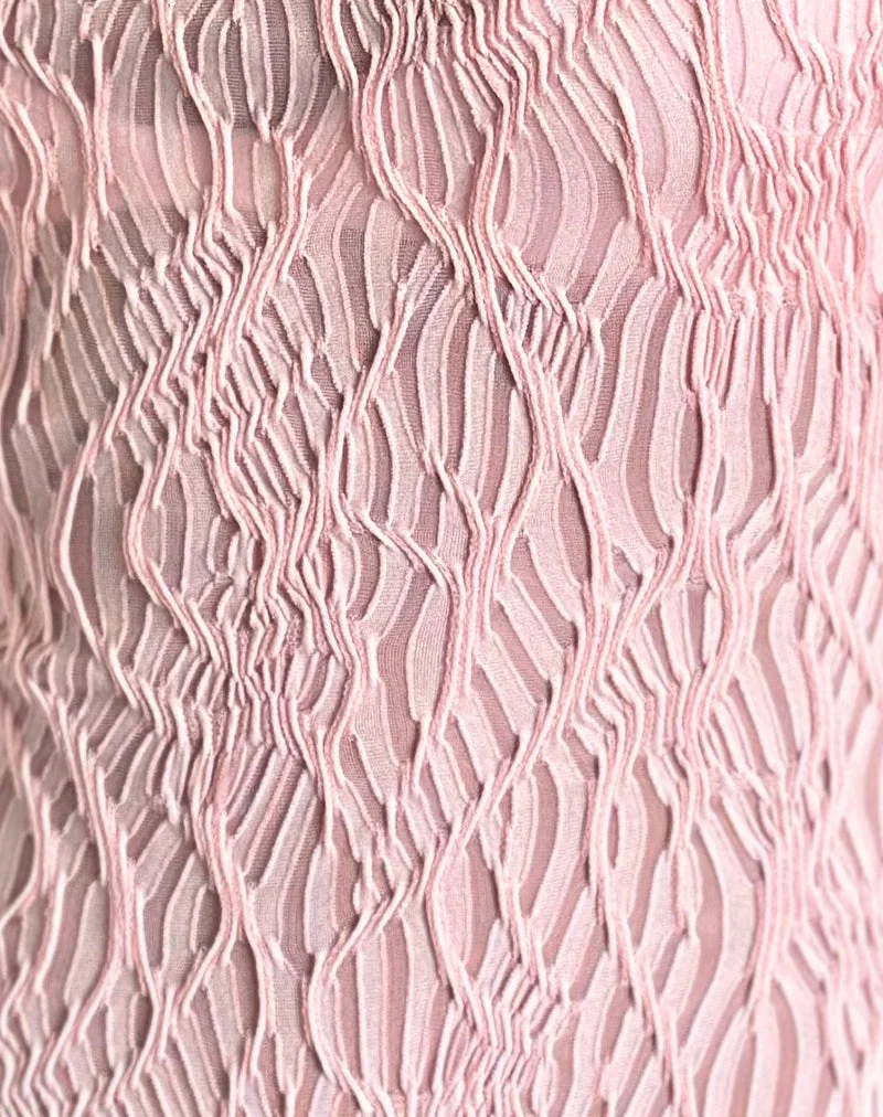 Monelo Texturiertes Mesh-Top in reinem Rosa