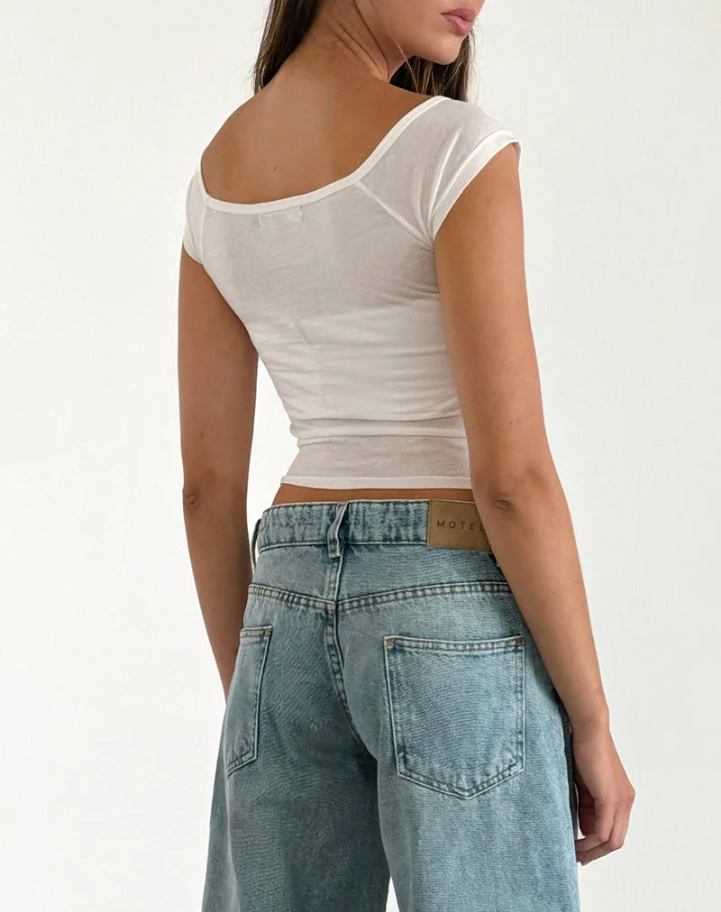 Geräumige extra weite Low Rise Jeans in Washed Blue Green