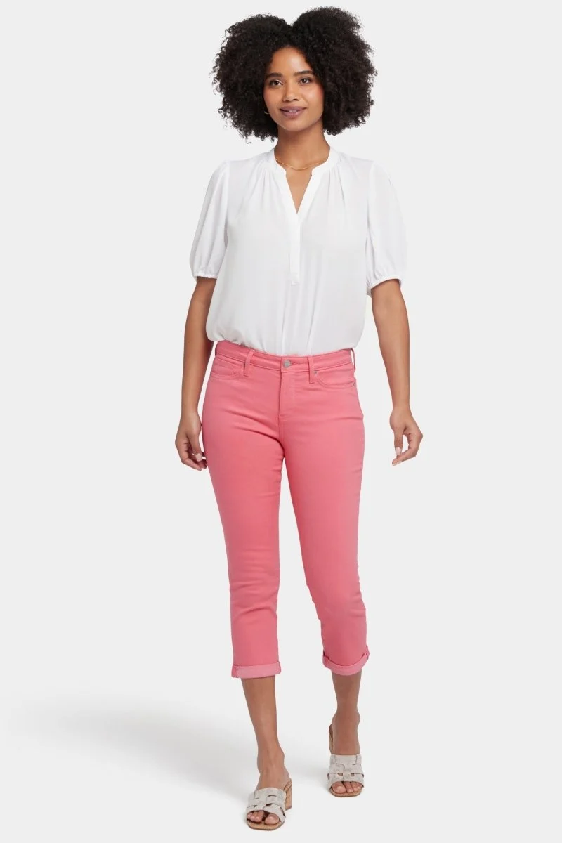 Chloe Skinny Capri Jeans In Cool Embrace® Denim Mit Rollmanschetten | Spiced Coral