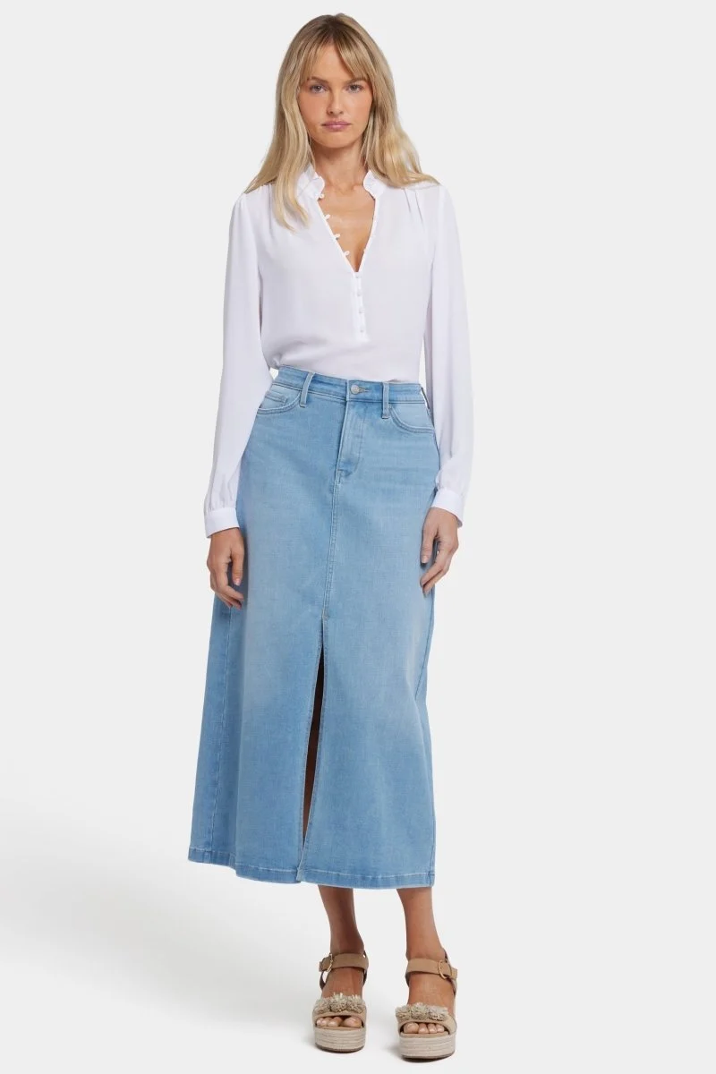 Hohe Taille Langer Rock mit Mittelschlitz vorne | Canary Beach