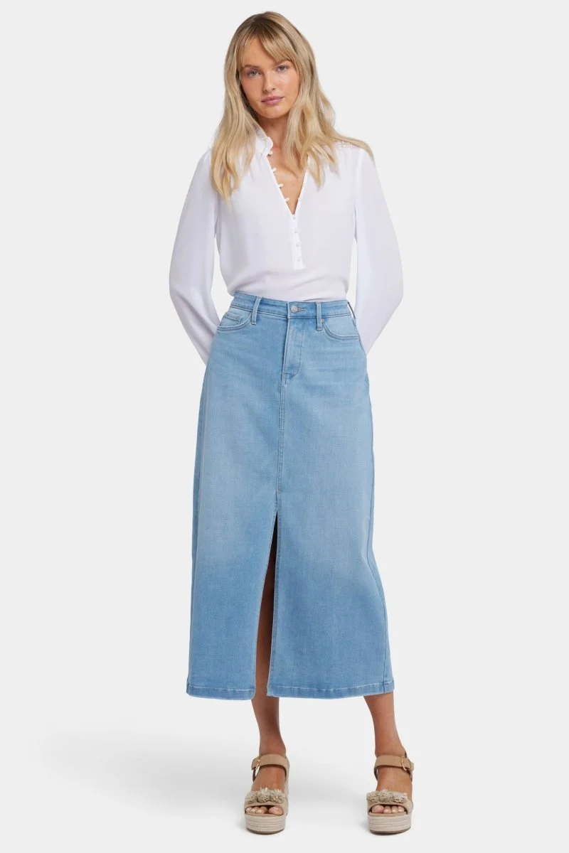 Hohe Taille Langer Rock mit Mittelschlitz vorne | Canary Beach