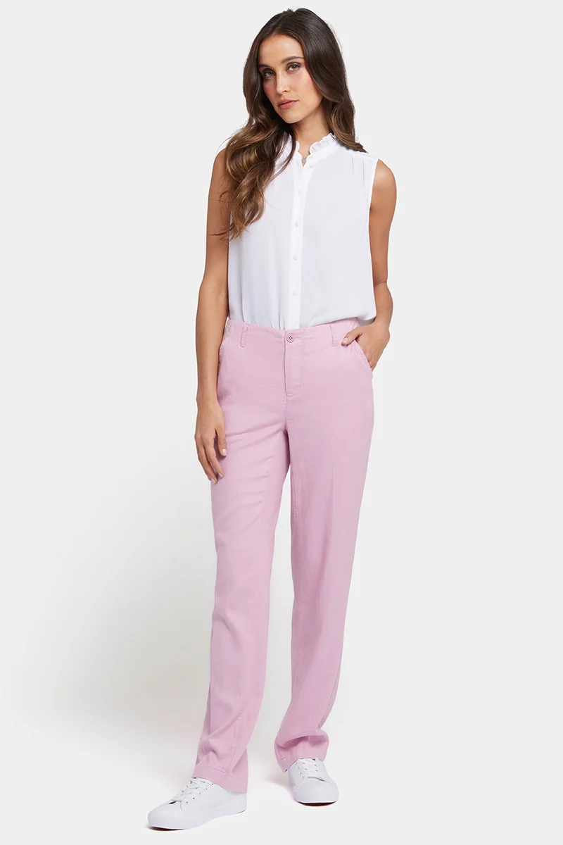 Marilyn Straight Pants aus Stretch-Leinen | Pink Nectar