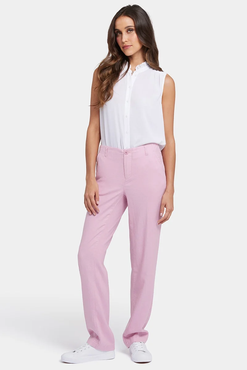Marilyn Straight Pants aus Stretch-Leinen | Pink Nectar