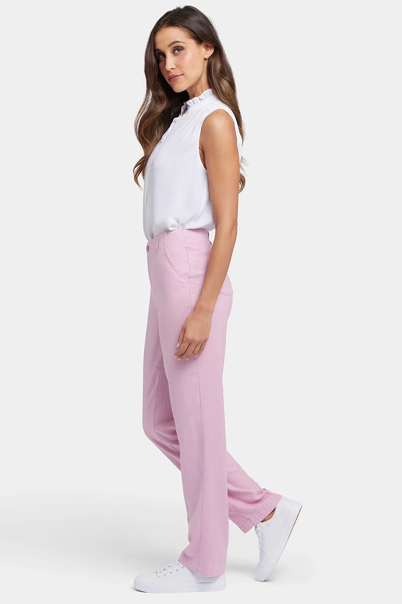 Marilyn Straight Pants aus Stretch-Leinen | Pink Nectar