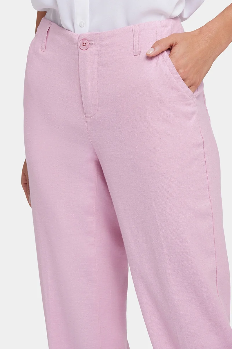 Marilyn Straight Pants aus Stretch-Leinen | Pink Nectar