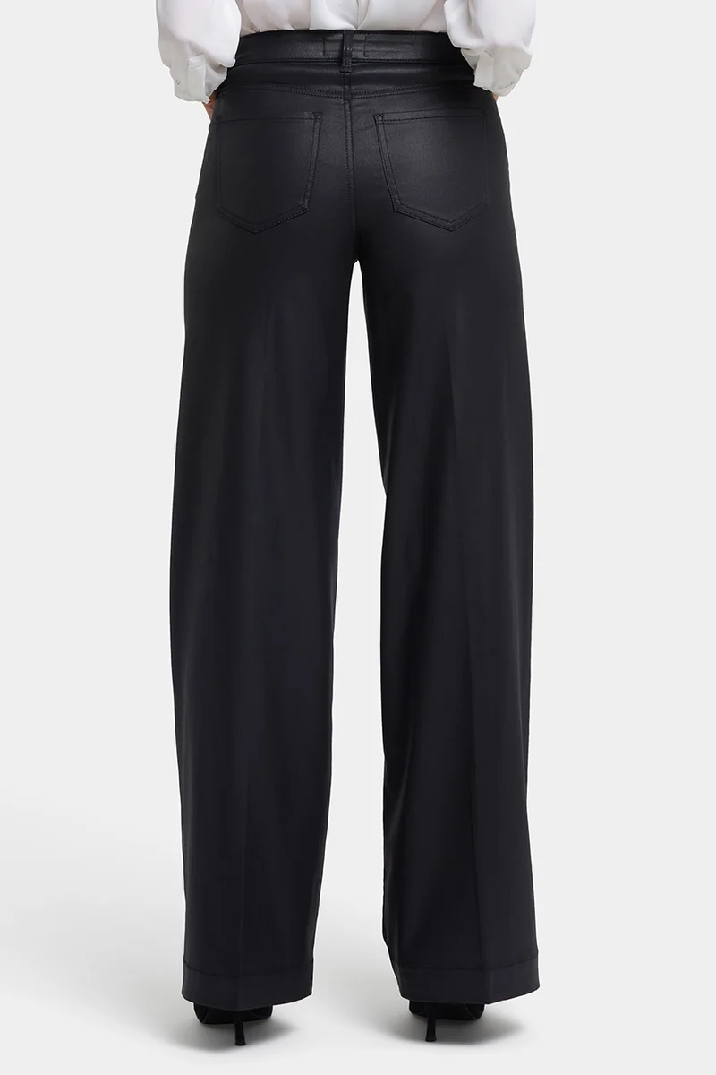 Coated Teresa Wide Leg Jeans | Black Coated