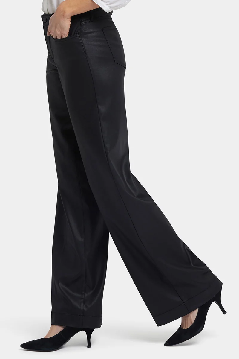 Coated Teresa Wide Leg Jeans | Black Coated