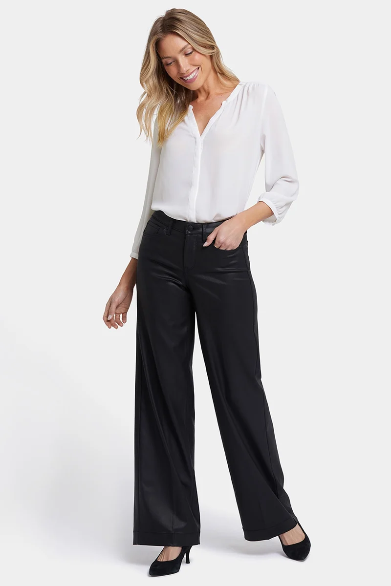 Coated Teresa Wide Leg Jeans | Black Coated