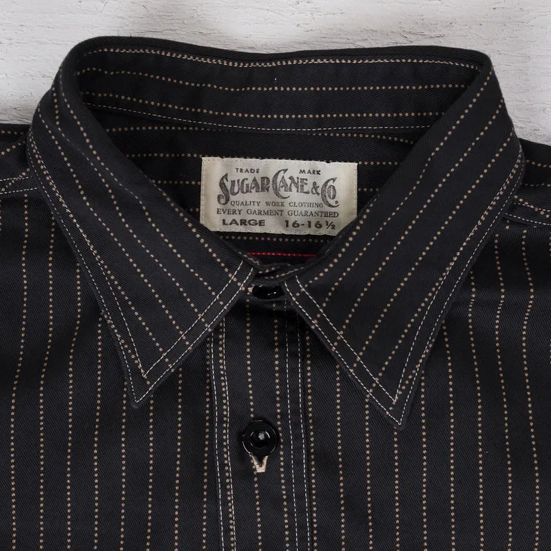 8,5 oz. Black Wabash Stripe Work Shirt One Wash