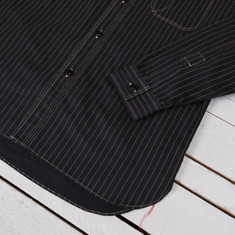 8,5 oz. Black Wabash Stripe Work Shirt One Wash