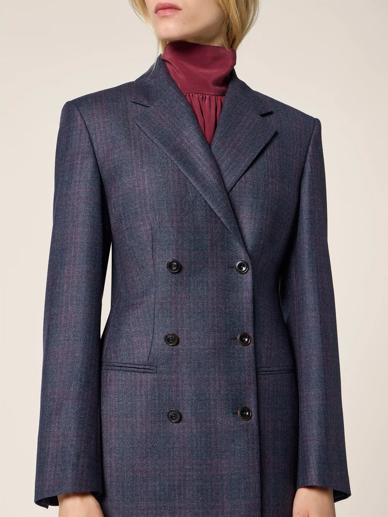 Check Wool Flannel Blazer