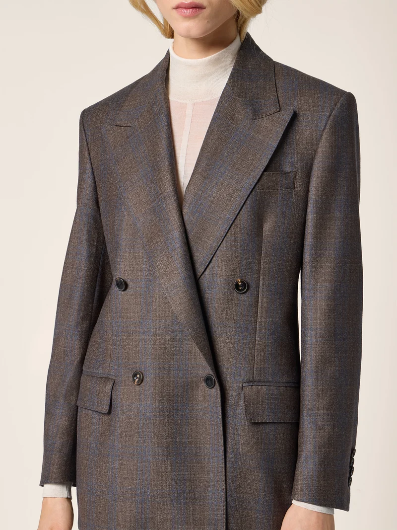 Check Wool Flannel Blazer
