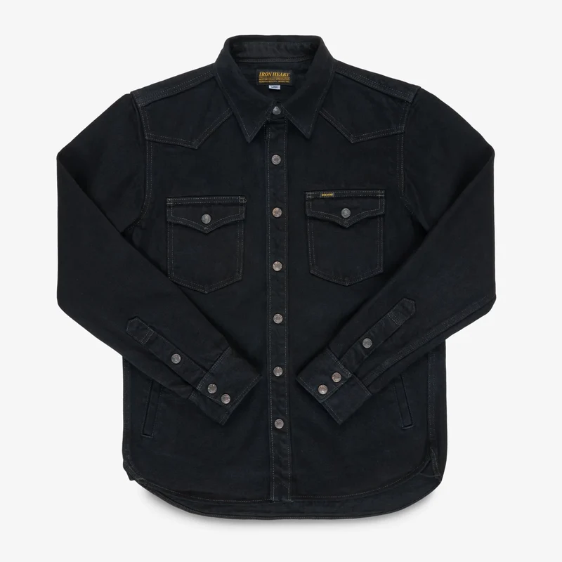 IHSH-293-OD 18 oz. Vintage Selvedge CPO Shirt Indigo Overdyed Black