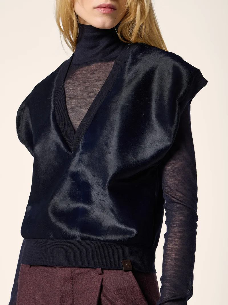 Wool-Silk and Calf-Hair Vest