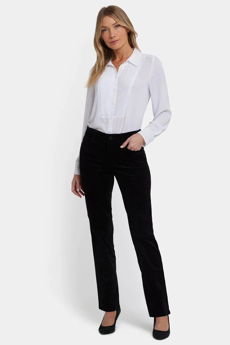 Marilyn Straight Pants in Velveteen | Black