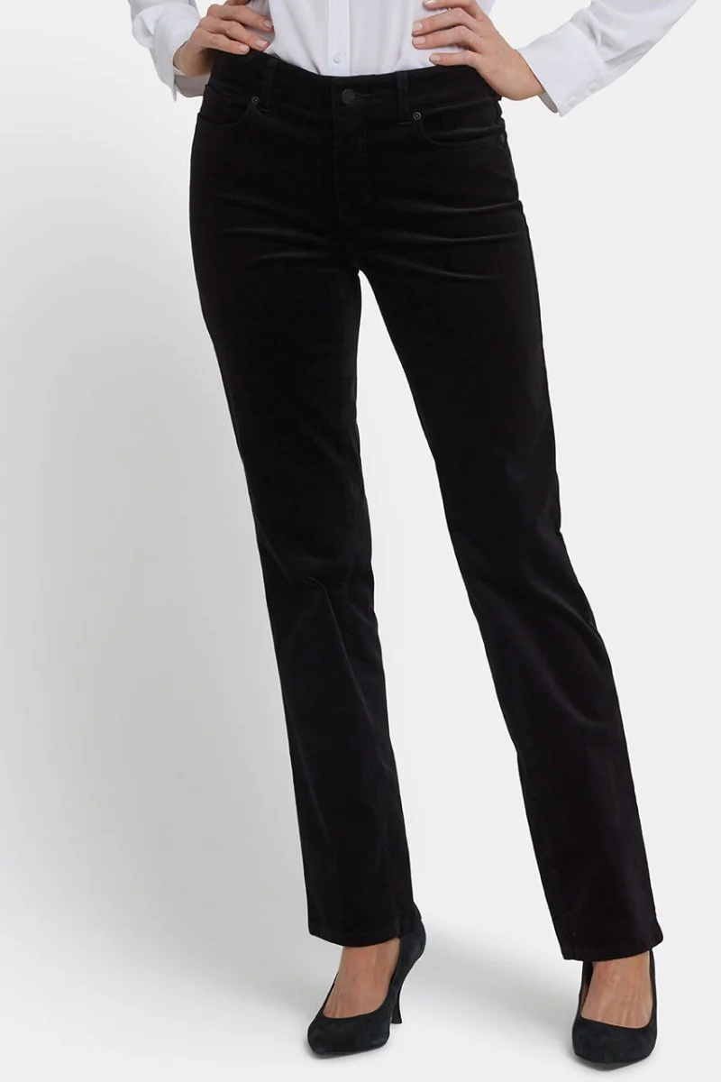 Marilyn Straight Pants in Velveteen | Black