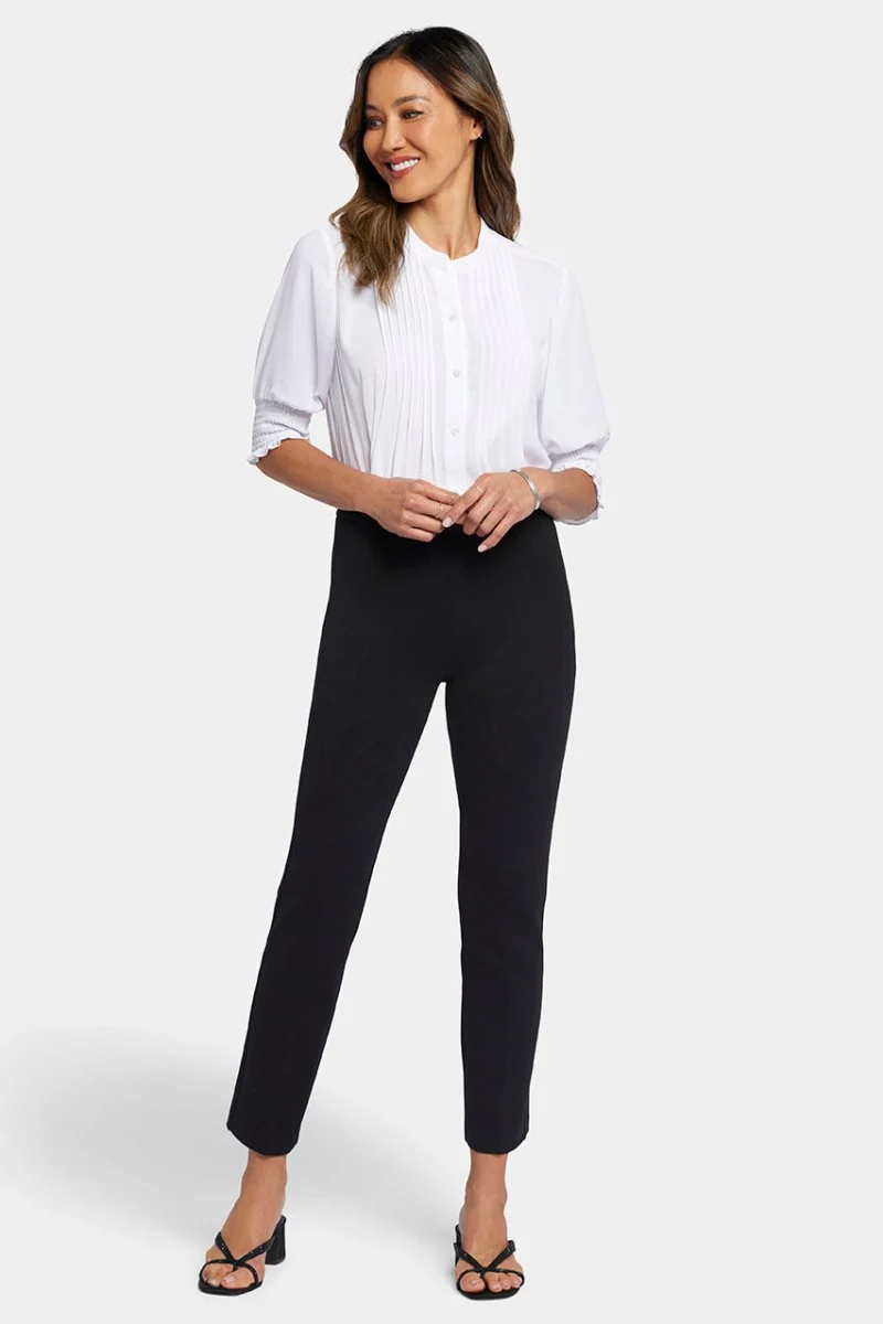 Pull-On Straight Sculpt-Her™ Ankle Trouser | Black
