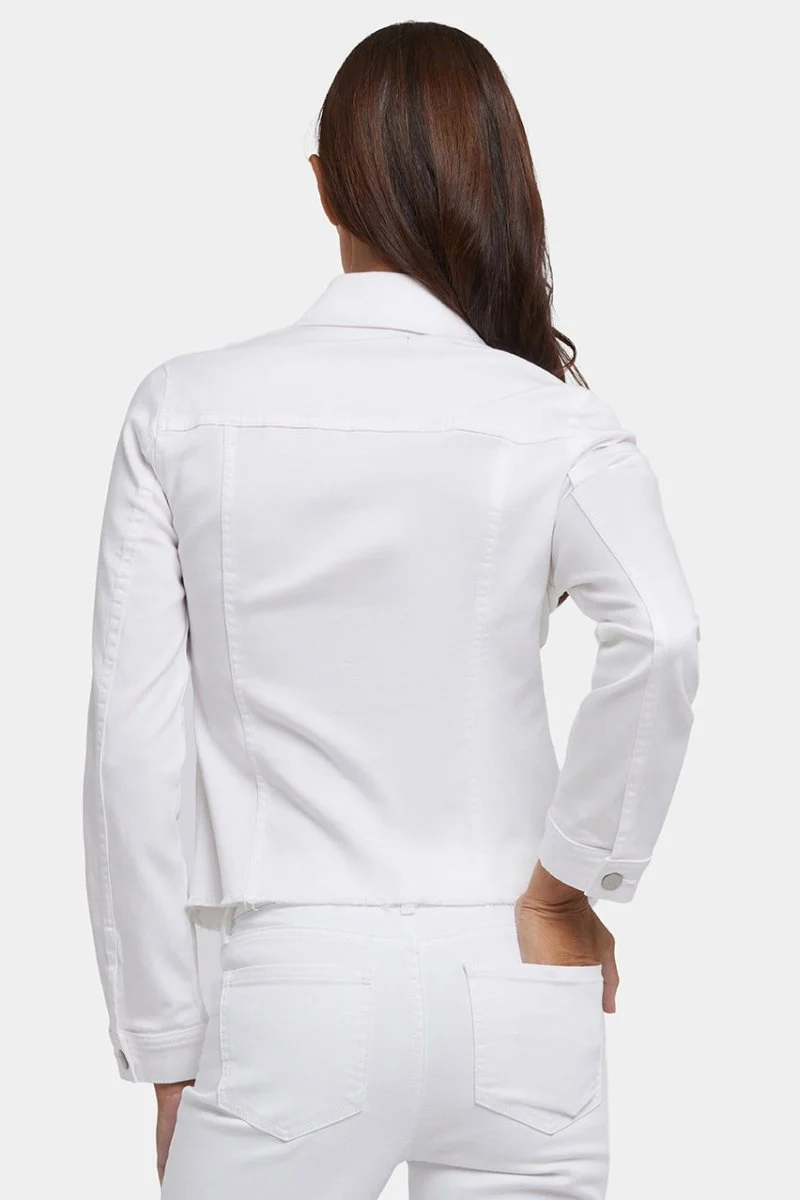Ausgefranste Saumjacke in Stretch-Twill | Optic White
