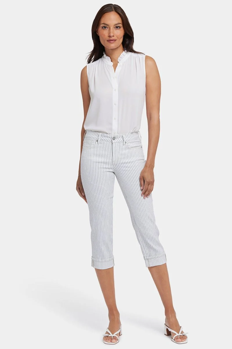 Marilyn Straight Crop Jeans mit Manschetten | Palencia Stripe