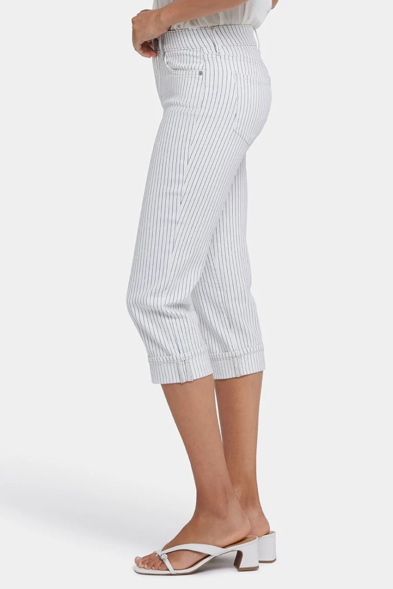Marilyn Straight Crop Jeans mit Manschetten | Palencia Stripe
